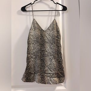 Cheetah print silk cami with lace detail. Size small NWT